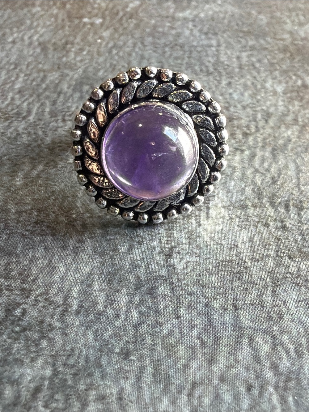 Boho Style Vintage Amethyst Gemstone Ring Size 5.5 Jewelry Silver 925 Overlay